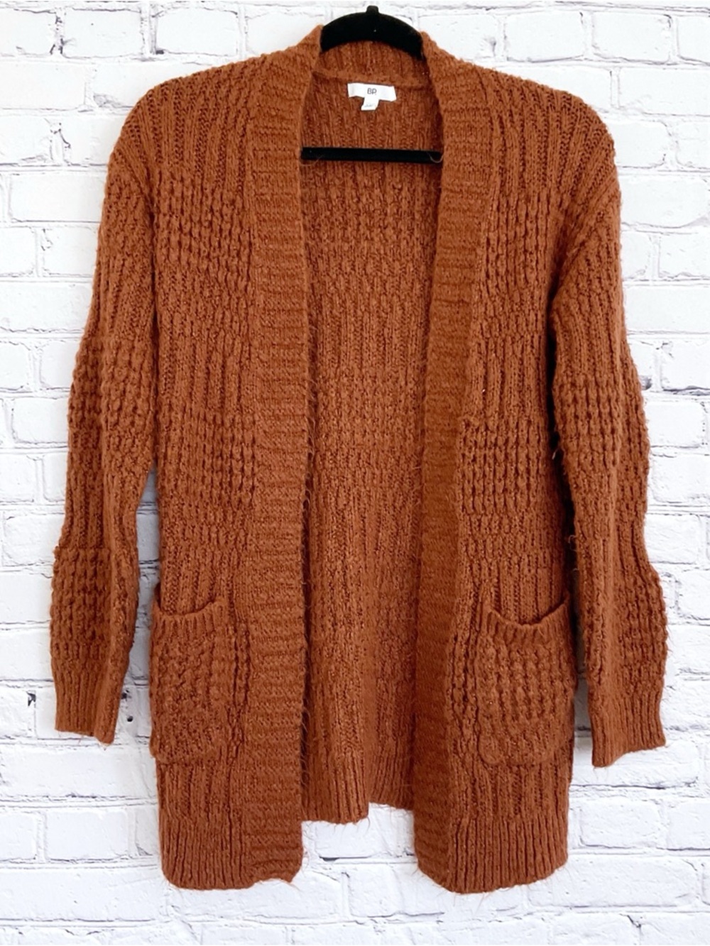 New BP Cardigan Sweater Rust Open Front Pockets Size XXS